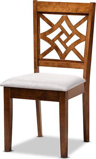 Wholesale Interiors Dining Sets - Nicolette Grey Fabric Upholstered and Walnut Brown Finished Wood 7-Piece Dining Set