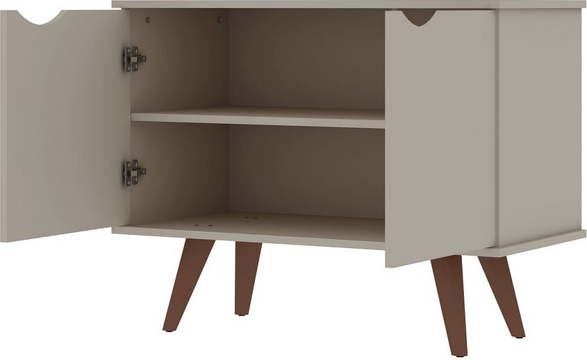 Manhattan Comfort Buffets & Cabinets - Hampton 33.07 Accent Cabinet with 2 Shelves Solid Wood Legs in Off White