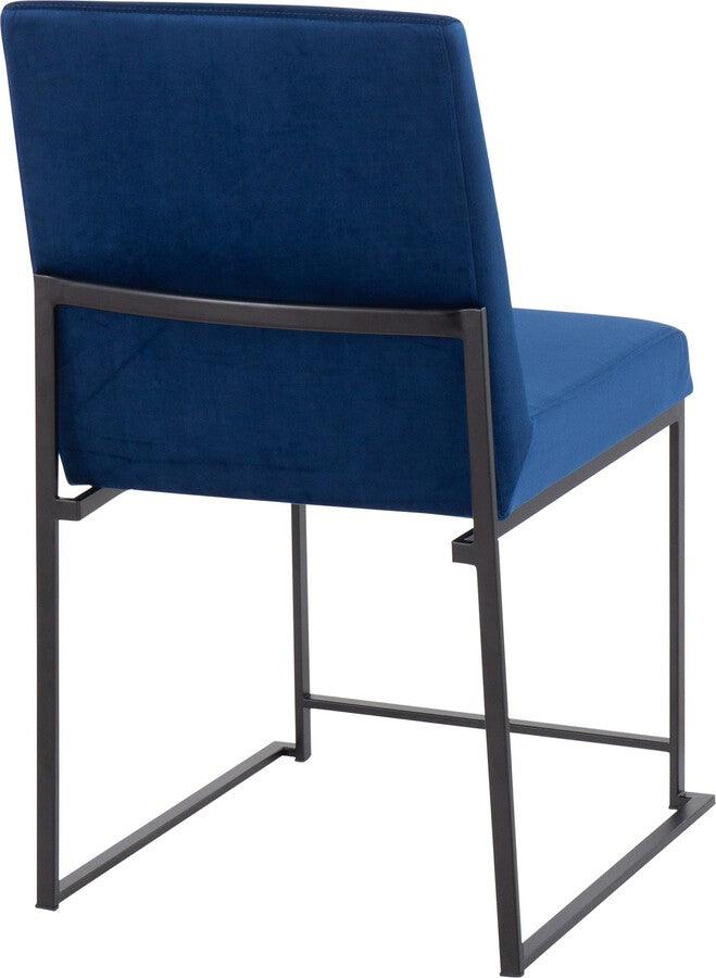 Lumisource Dining Chairs - High Back Fuji Contemporary Dining Chair In Black Steel & Blue Velvet (Set of 2)