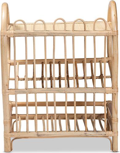 Wholesale Interiors Bookcases & Display Units - Liora Modern Bohemian Natural Brown Finished Rattan 2-Tier Display Shelf
