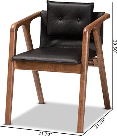 Wholesale Interiors Dining Chairs - Marcena Black Imitation Leather and Walnut Brown Finished Wood 2-Piece Dining Chair Set