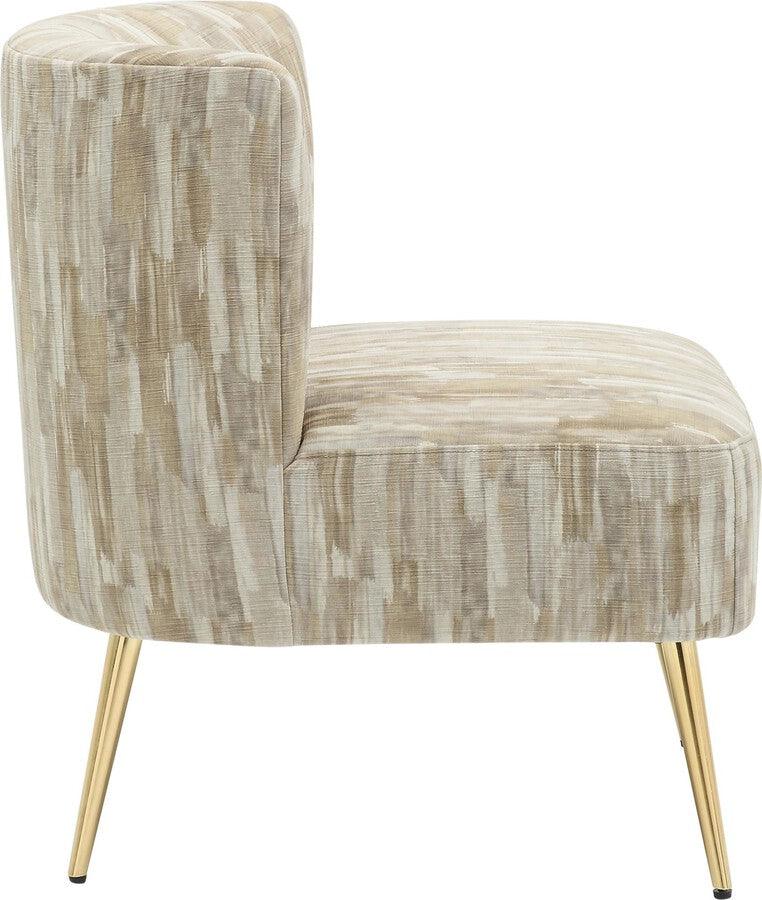 Lumisource Accent Chairs - Fran Slipper Chair 30.5" Gold Metal & Light Brown Fabric