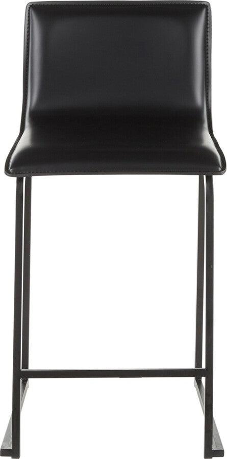Lumisource Barstools - Mara 26" Contemporary Counter Stool in Black Metal and Black Faux Leather - Set of 2