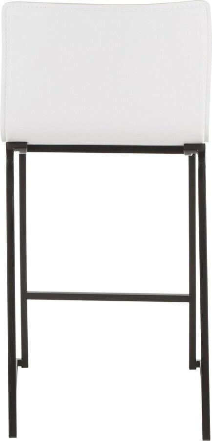 Lumisource Barstools - Mara 26" Contemporary Counter Stool in Black Metal and White Faux Leather - Set of 2