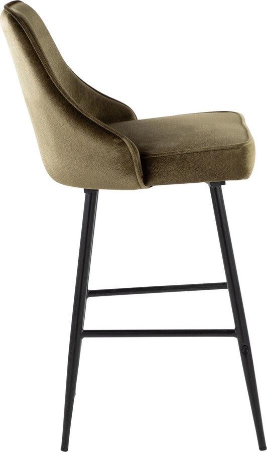 Lumisource Barstools - Marcel 25" Counter Stool In Black Metal & Green Velvet (Set of 2)