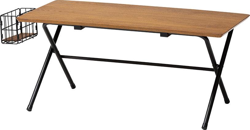 Wholesale Interiors Coffee Tables - Mariela Natural Brown and Black Low Profile Coffee Table with Basket