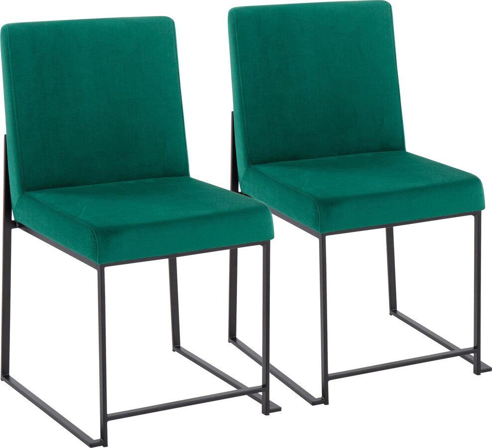 Lumisource Dining Chairs - High Back Fuji Contemporary Dining Chair in Black Steel and Green Velvet - Set of 2