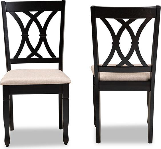 Wholesale Interiors Dining Chairs - Reneau Sand Fabric Upholstered Espresso Brown Finished Wood 2-Piece Dining Chair Set Set