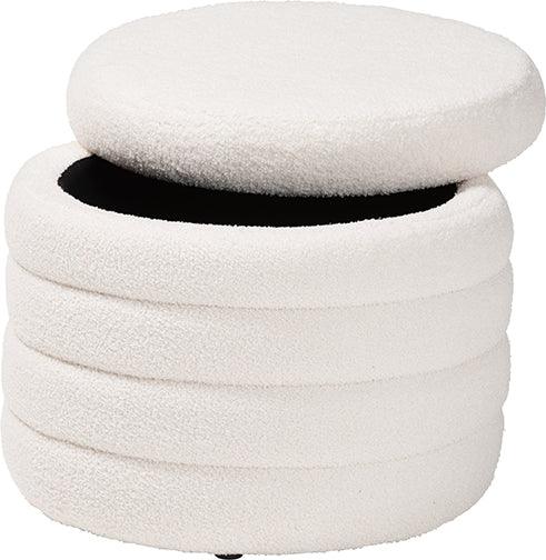 Wholesale Interiors Ottomans & Stools - Tabitha Modern and Contemporary Ivory Boucle Upholstered Storage Ottoman