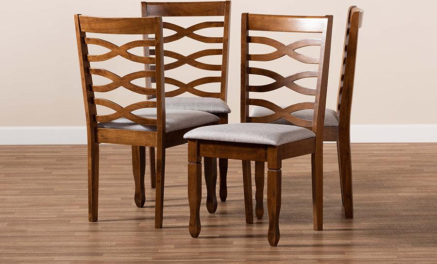 Wholesale Interiors Dining Chairs - Elijah Grey Fabric Upholstered And Walnut Brown Finished Wood 4-Piece Dining Chair Set
