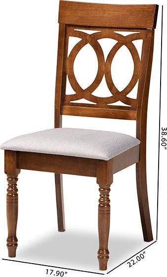 Wholesale Interiors Dining Chairs - Lucie Grey Fabric Upholstered and Walnut Brown Finished Wood 4-Piece Dining Chair Set