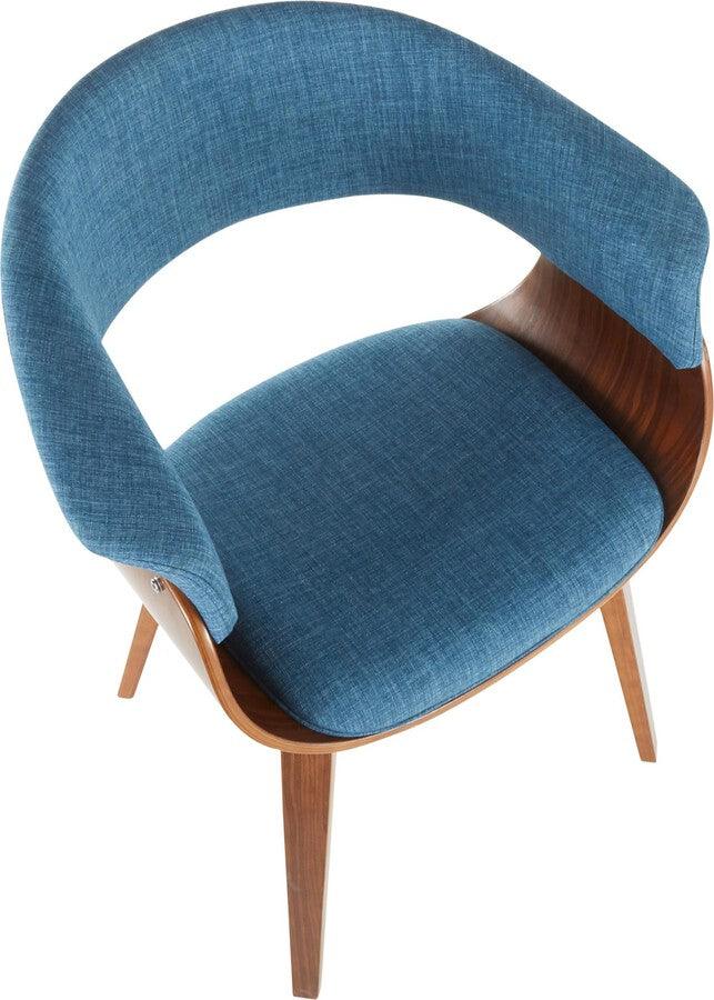 Lumisource Dining Chairs - Vintage Mod Mid-Century Modern Dining/Accent Chair in Walnut & Blue Fabric