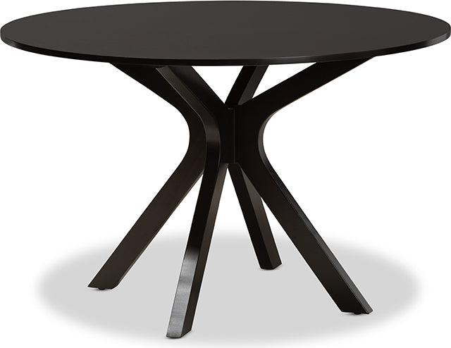 Wholesale Interiors Dining Sets - Carlin Sand Fabric Upholstered and Dark Brown Finished Wood 7-Piece Dining Set