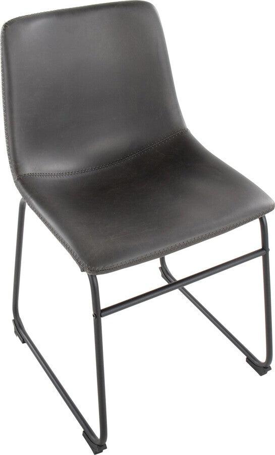 Lumisource Accent Chairs - Duke Industrial Side Chair In Black Steel & Grey Faux Leather (Set of 2)