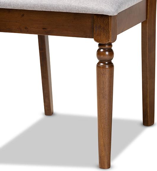 Wholesale Interiors Dining Sets - Ramiro Grey Fabric Upholstered and Walnut Brown Finished Wood 7-Piece Dining Set