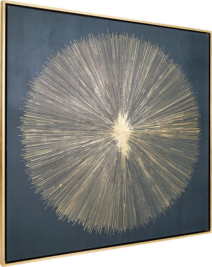 Sagebrook Home Wall Art - 71X71 Hand Painted Shining Gold Leaf Canvas Blk