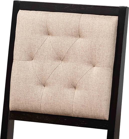 Wholesale Interiors Dining Chairs - Gideon Sand Fabric Upholstered and Dark Brown Finished Wood 2-Piece Dining Chair Set
