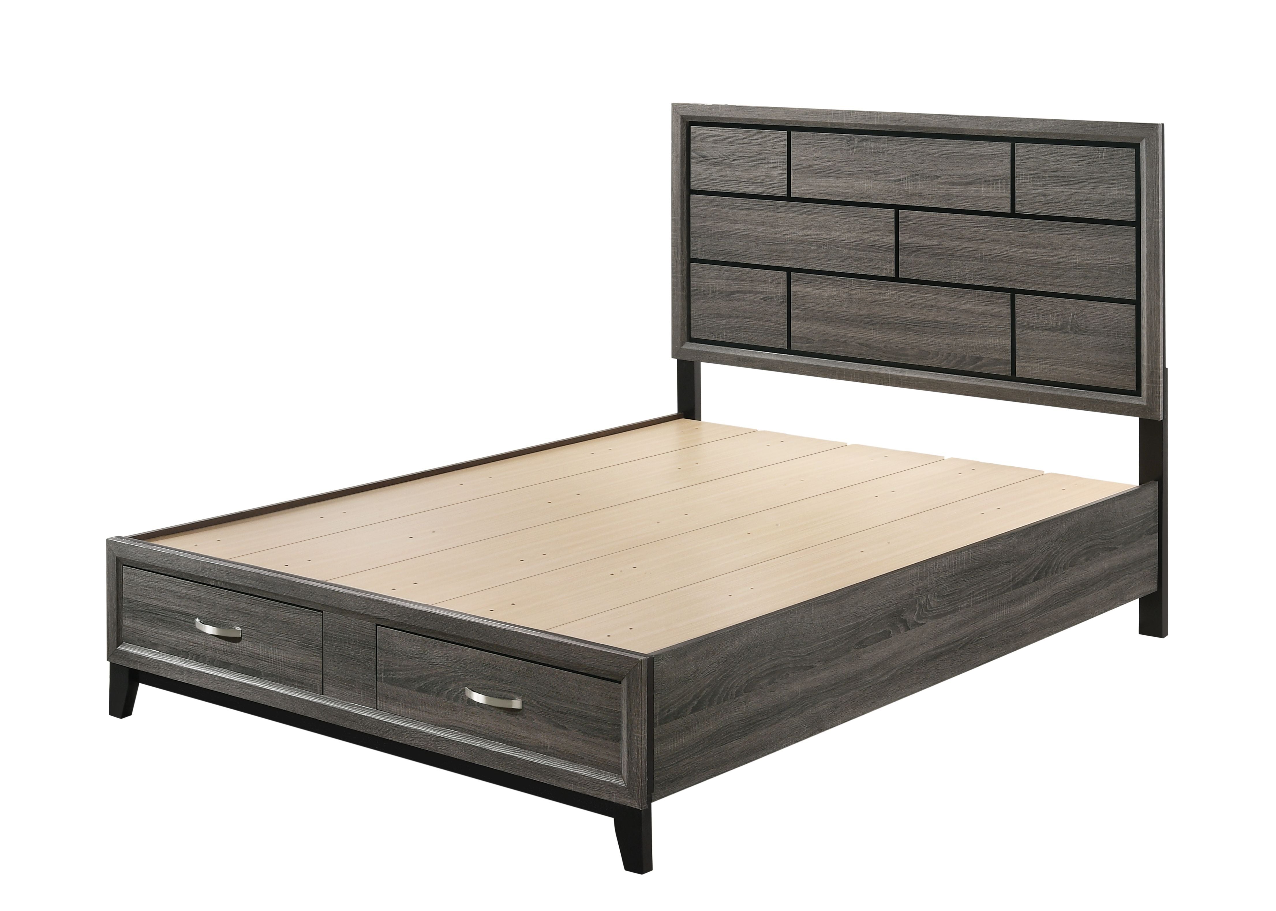 ACME Furniture Beds - ACME Valdemar Eastern King Bed w/Storage, Weathered Gray
