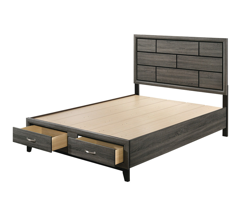 ACME Furniture Beds - ACME Valdemar Eastern King Bed w/Storage, Weathered Gray