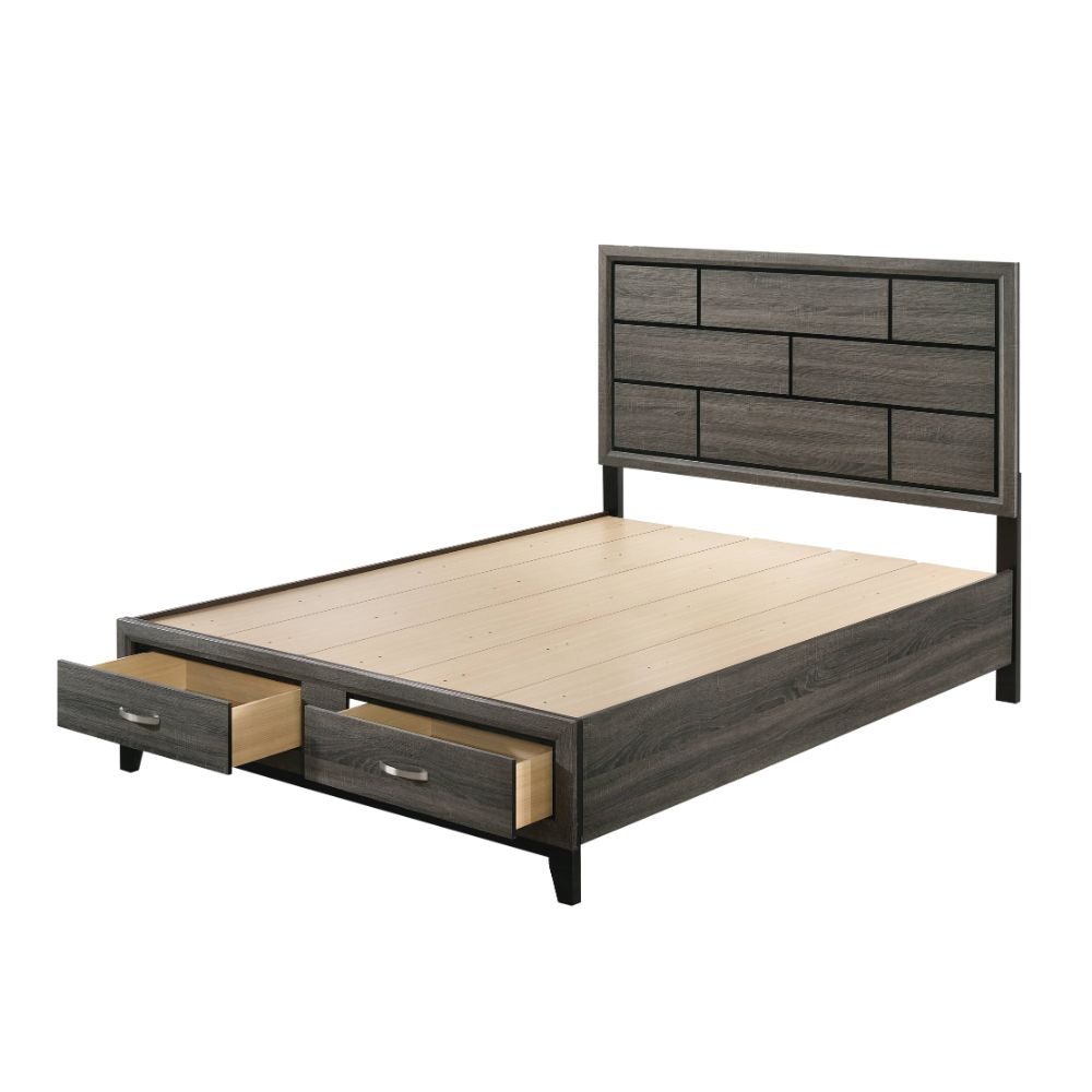 ACME Furniture Beds - ACME Valdemar Queen Bed w/Storage, Weathered Gray