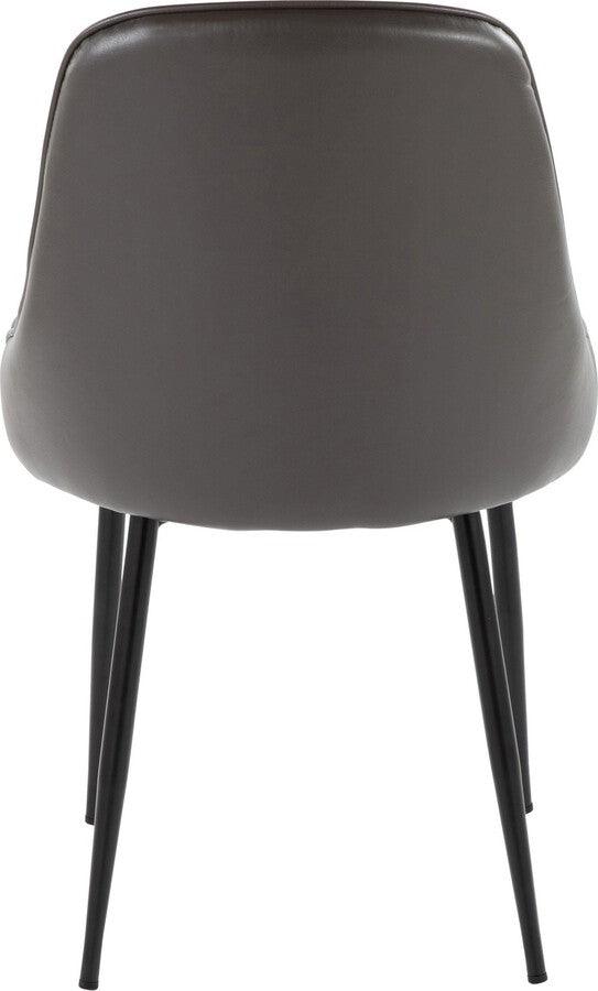 Lumisource Dining Chairs - Marcel Contemporary Dining Chair With Black Frame & Grey Faux Leather (Set of 2)