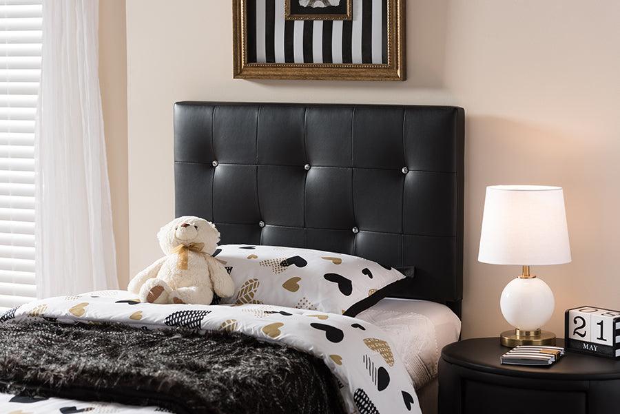 Wholesale Interiors Headboards - Kirchem Modern And Contemporary Black Faux Leather Upholstered Twin Size Headboard