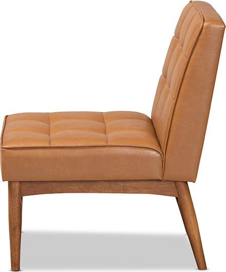Wholesale Interiors Dining Chairs - Sanford Tan Faux Leather Upholstered and Walnut Brown Finished Wood Dining Chair