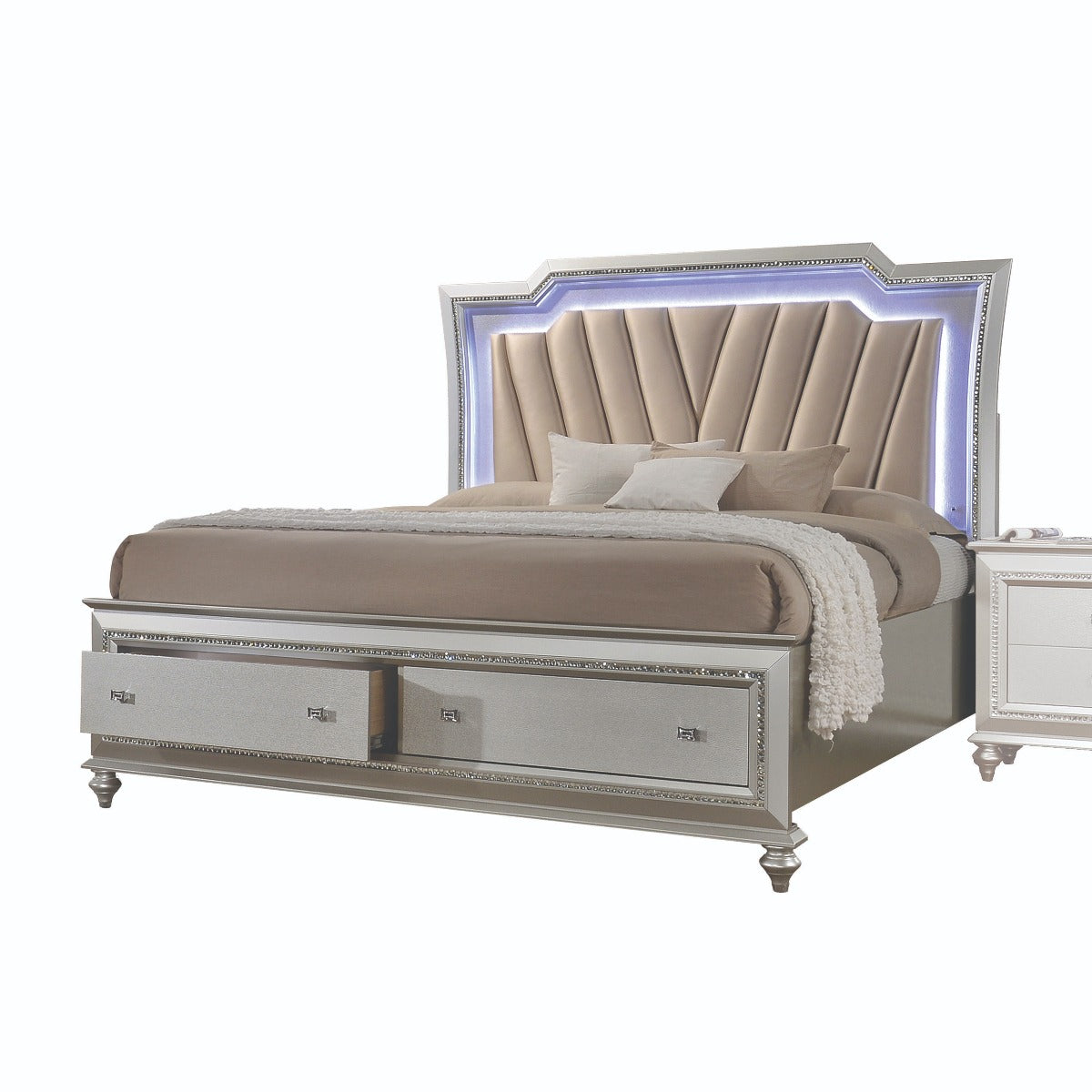 ACME Furniture Beds - California King Bed, PU & Champagne
