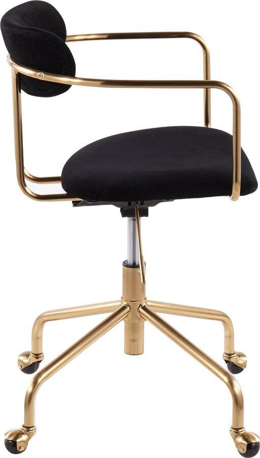 Lumisource Task Chairs - Demi Contemporary Office Chair in Gold Metal and Black Velvet