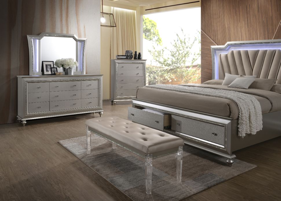 ACME Benches - ACME Kaitlyn Bench, PU & Clear Acrylic
