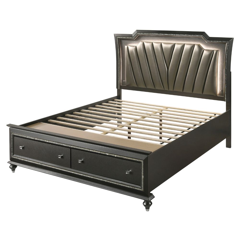 ACME Furniture Beds - California King Bed, PU & Metallic Gray