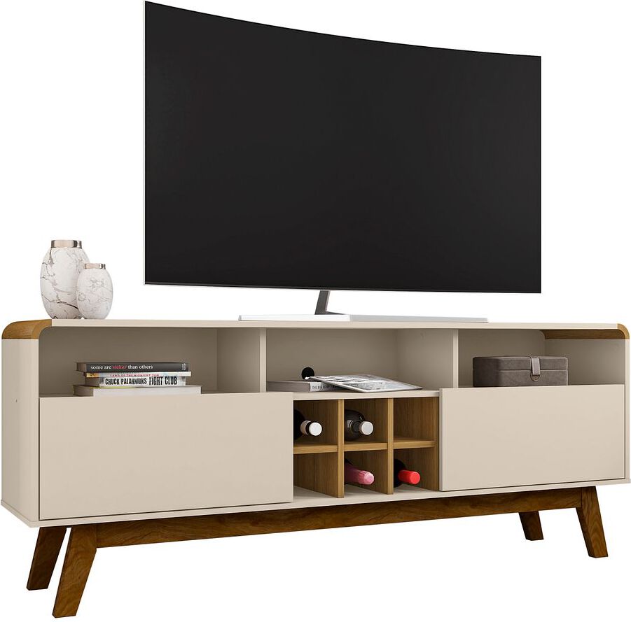 Manhattan Comfort TV & Media Units - Camberly 62.99 TV Stand in Off White and Cinnamon
