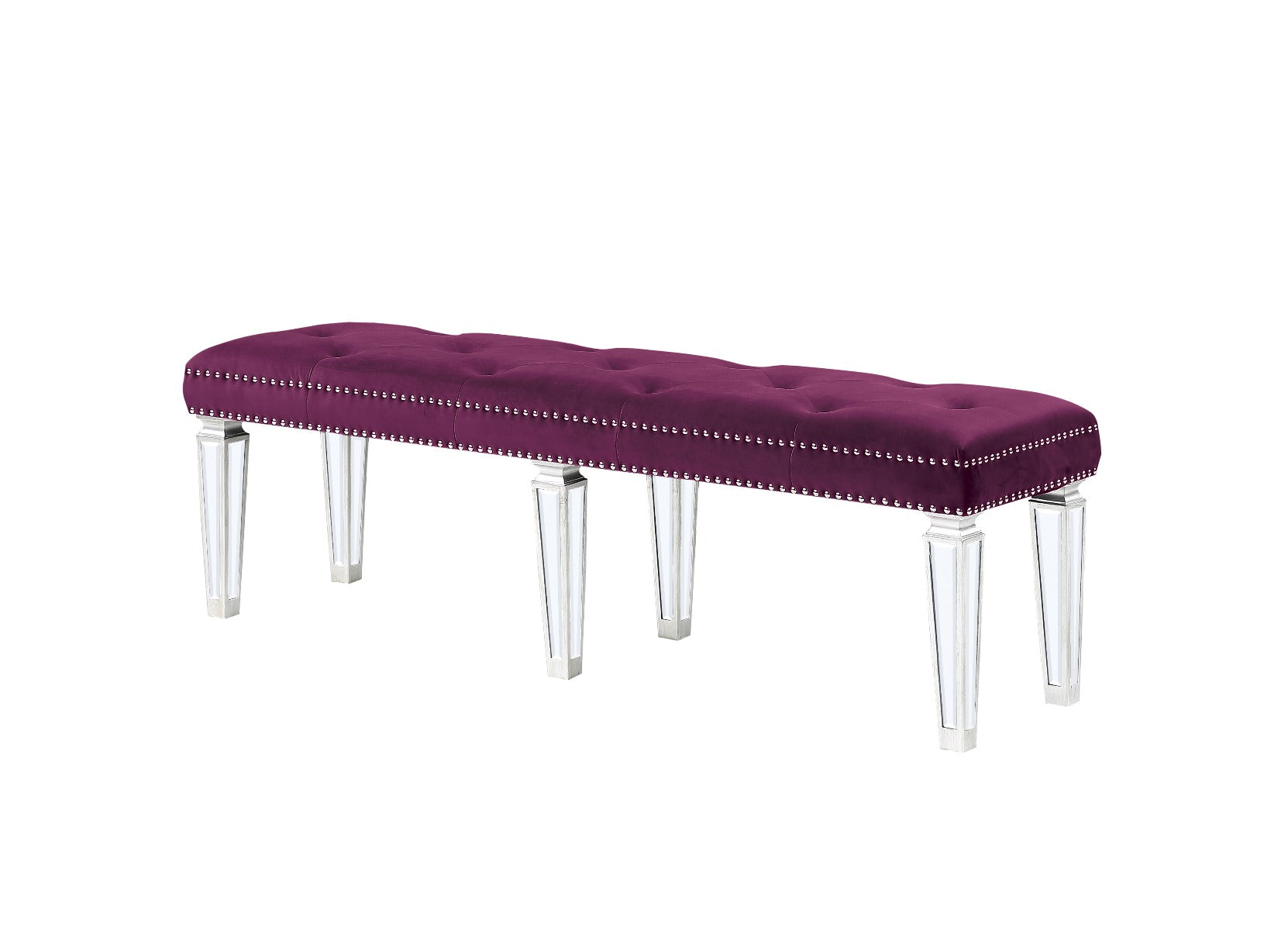 ACME Benches - ACME Varian Bench¬¨‚Ä¢ Burgundy Velvet & Mirrored