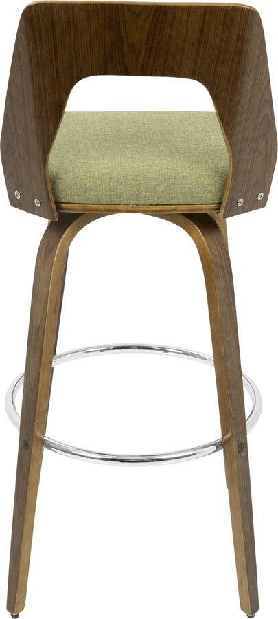 Lumisource Barstools - Trilogy 30" Fixed Height Barstool With Swivel In Walnut & Green Fabric (Set of 2)