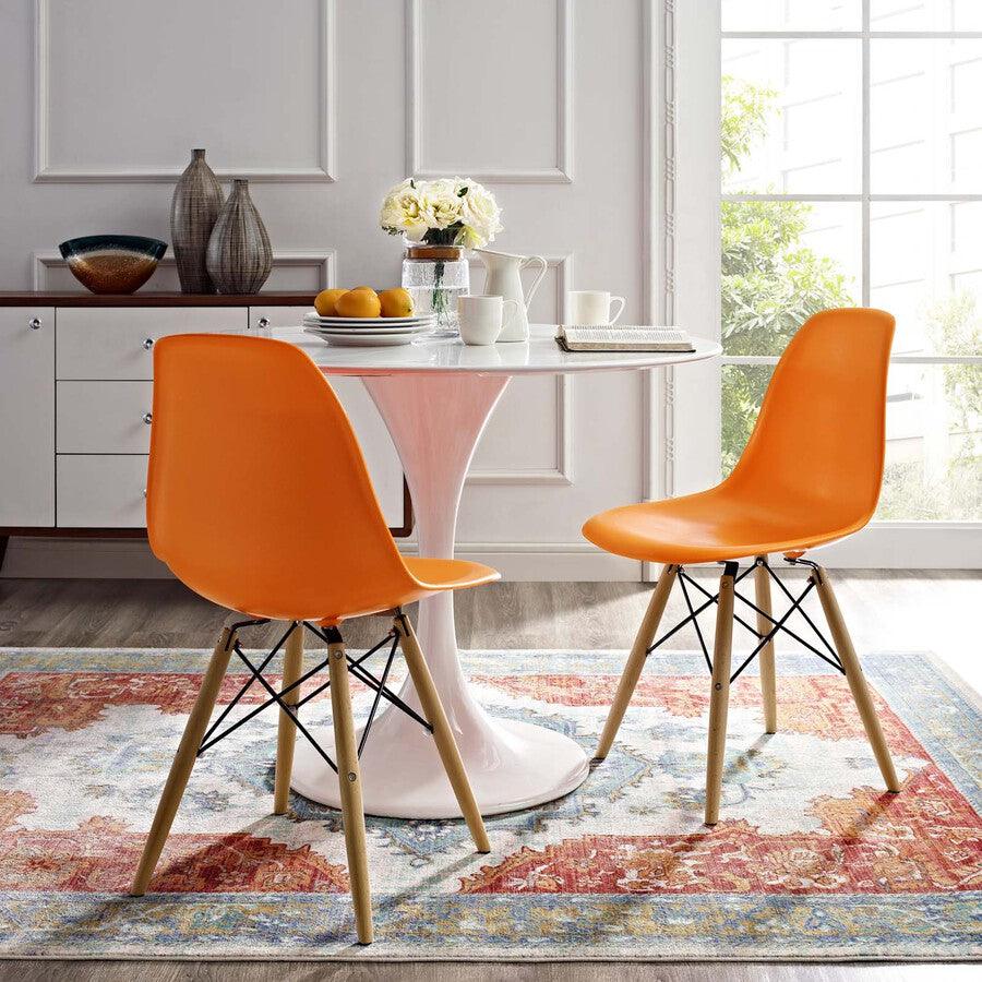 Modway Dining Chairs - Pyramid Dining Side Chairs Set of 2 Orange