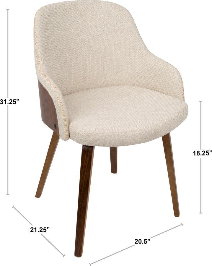 Lumisource Dining Chairs - Bacci Mid-Century Modern Dining/ Accent Chair in Walnut Wood and Cream Fabric