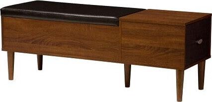 Wholesale Interiors Shoe Storage - Merrick Storage Bench Shoe Rack Cabinet Oak & Dark Brown