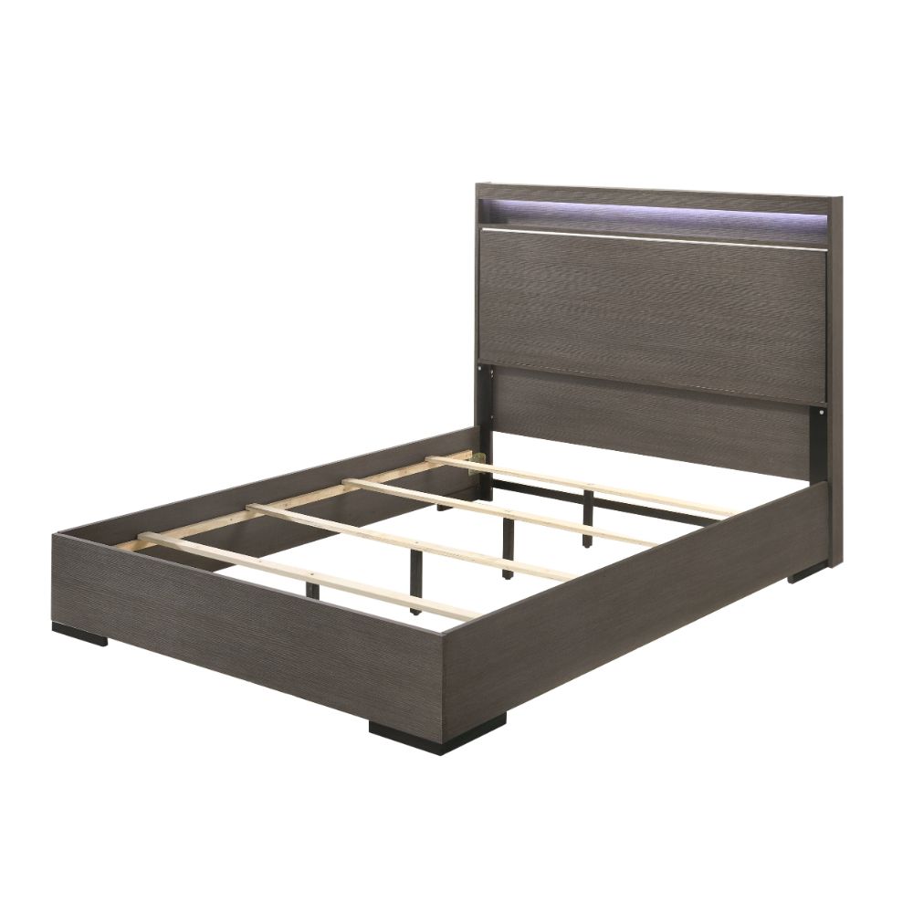 ACME Furniture Beds - ACME Escher Queen Bed, LED & Gray Oak