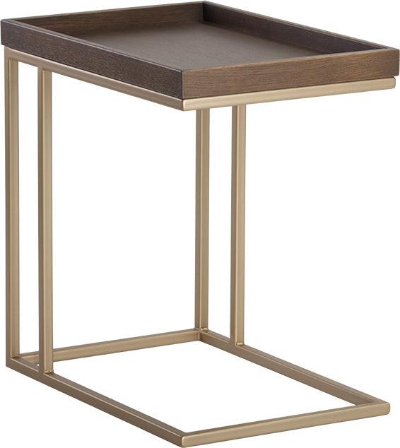SUNPAN Side & End Tables - Arden C-Shaped End Table - Gold - Raw Umber