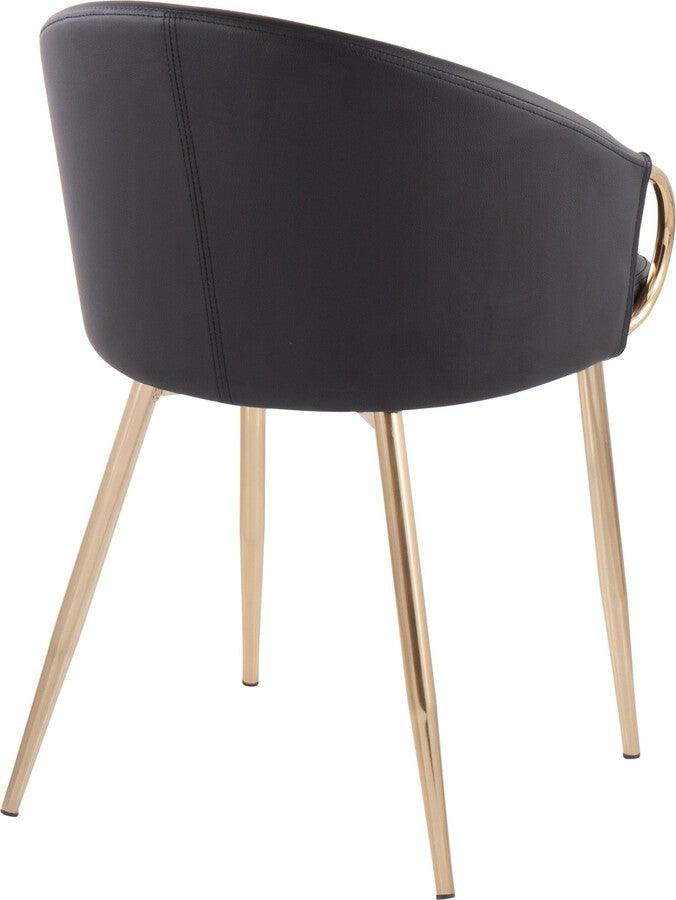 Lumisource Accent Chairs - Claire Contemporary/Glam Chair in Gold Metal and Black Faux Leather