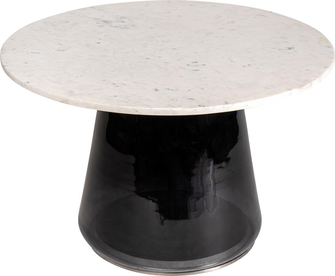 Sagebrook Home Coffee Tables - Marble Top, 19"H Coffee Table Gls Base, Wht/Blk