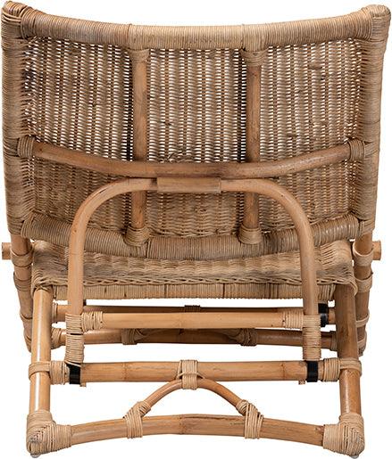 Wholesale Interiors Accent Chairs - Herrara Modern Bohemian Natural Brown Antique Rattan Foldable Lounge Chair