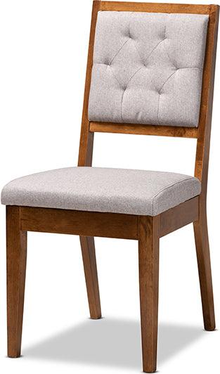 Wholesale Interiors Dining Sets - Suvi Grey Fabric Upholstered and Walnut Brown Finished Wood 7-Piece Dining Set