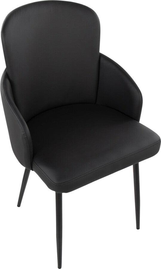 Lumisource Dining Chairs - Dahlia Contemporary Dining Chair In Black Metal & Black Faux Leather With Chrome Accent (Set of 2)