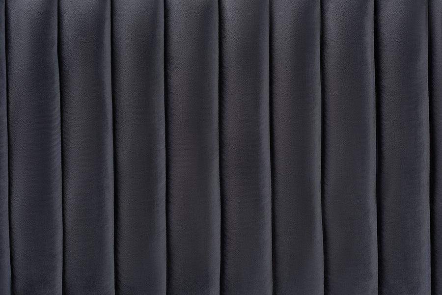 Wholesale Interiors Headboards - Emile Grey Velvet Fabric Upholstered and Dark Brown Finished Wood King Size Headboard