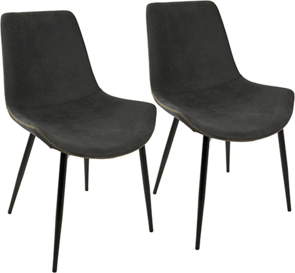 Lumisource Dining Chairs - Duke Industrial Dining Chair in Black and Grey Fabric - Set of 2