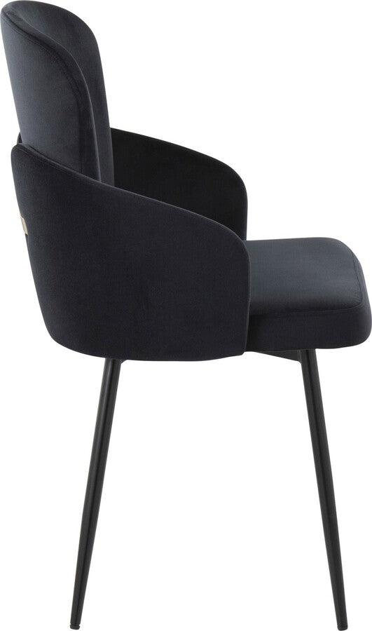 Lumisource Dining Chairs - Dahlia Contemporary Dining Chair In Black Metal & Black Velvet With Gold Accent (Set of 2)