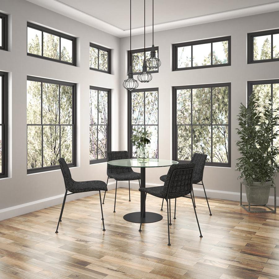 Euro Style Dining Tables - Ava 36" Round Bistro Table with Clear Tempered Glass Top and Matte Black Base