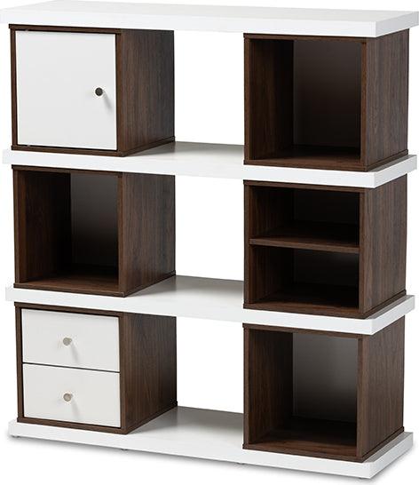 Wholesale Interiors Bookcases & Display Units - Rune Two-Tone Finished 2-Drawer Bookcase White & Walnut Brown