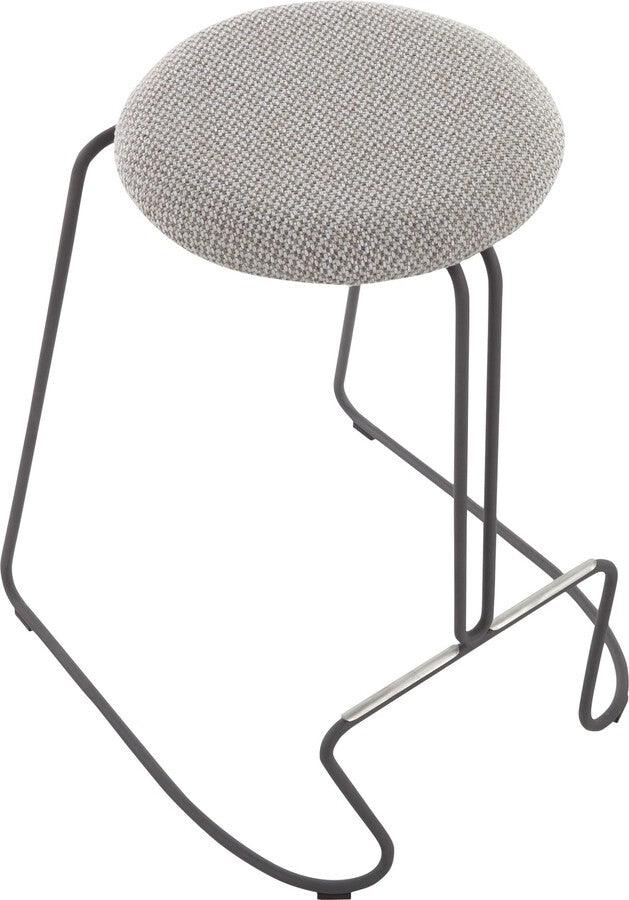 Lumisource Barstools - Finn Contemporary Counter Stool in Grey Steel and Light Grey Fabric - Set of 2